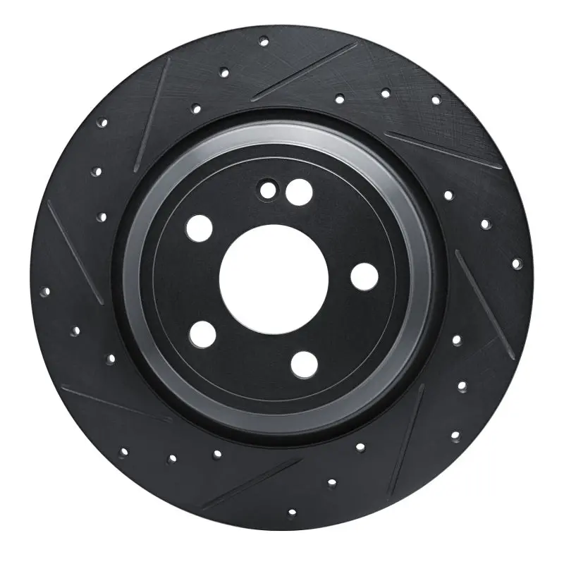 R1 20-25 Mercedes-Benz Gle350 Rear Left Drilled & Slotted Black Brake Rotor 1