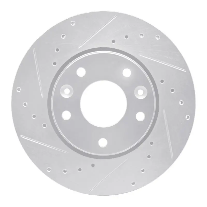 R1 20-25 Nissan Kicks Front Left Drilled & Slotted Silver Brake Rotor 1