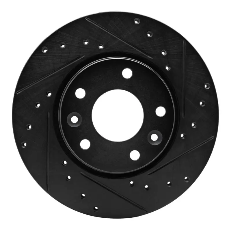 R1 20-25 Nissan Sentra Front Right Drilled & Slotted Black Brake Rotor 1