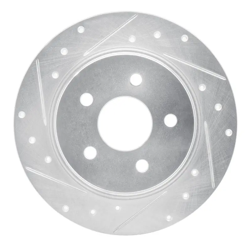 R1 20-25 Nissan Sentra Rear Left Drilled & Slotted Silver Brake Rotor 1