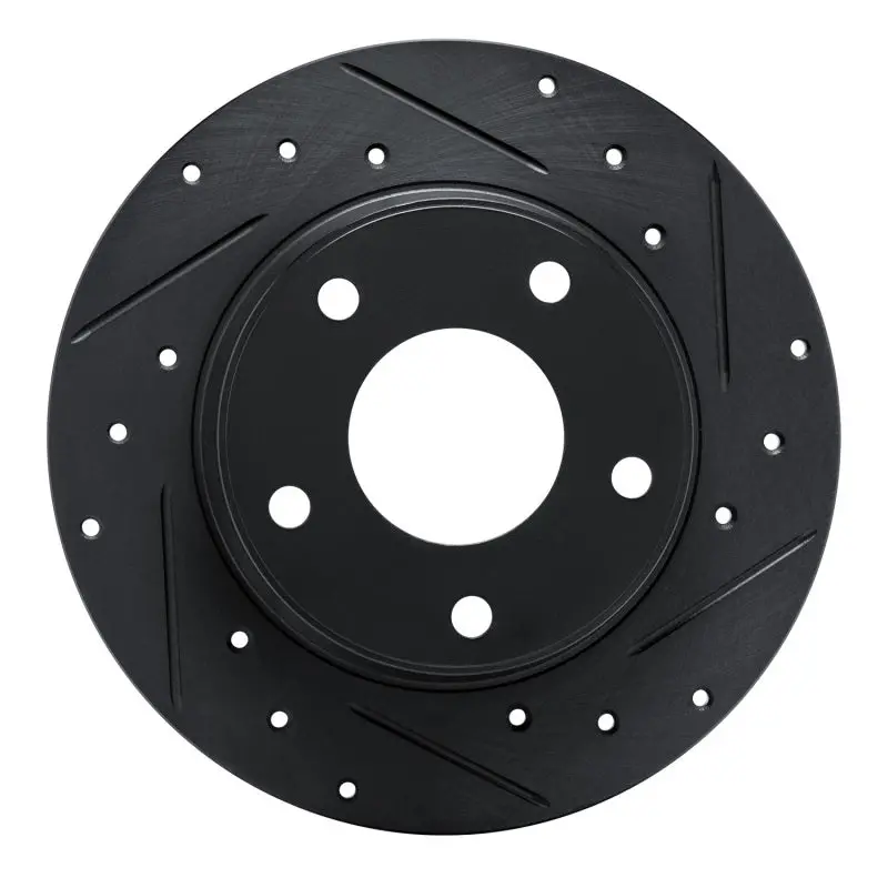 R1 20-25 Nissan Sentra Rear Right Drilled & Slotted Black Brake Rotor 1