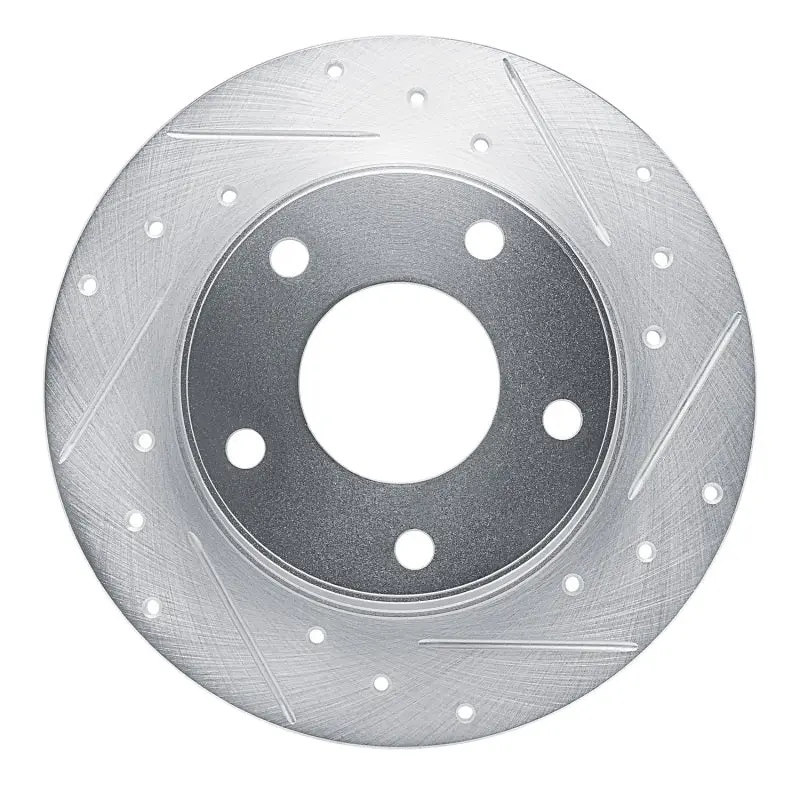 R1 20-25 Nissan Sentra Rear Right Drilled & Slotted Silver Brake Rotor 1