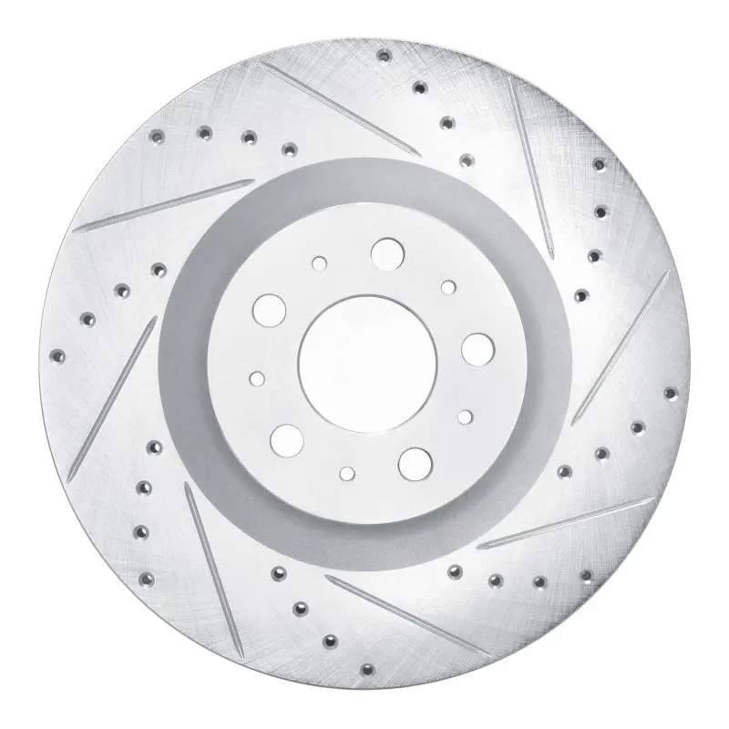 R1 20-25 Tesla Model Y Front Right Drilled & Slotted Silver Brake Rotor 1