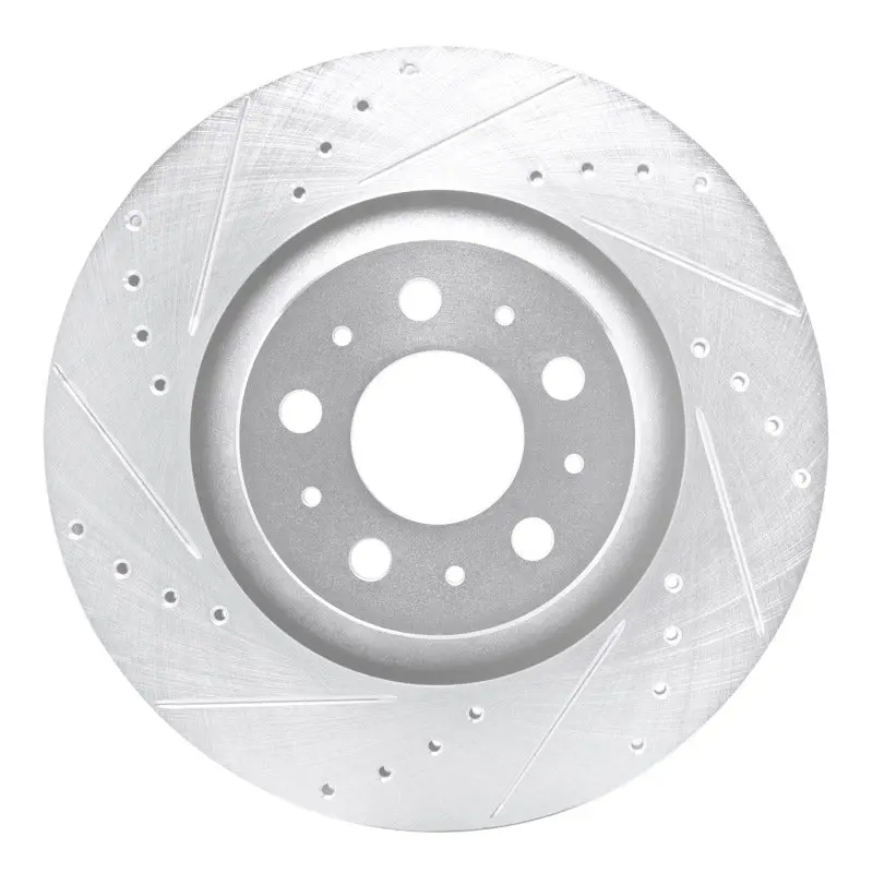 R1 20-25 Tesla Model Y Rear Left Drilled & Slotted Silver Brake Rotor 1