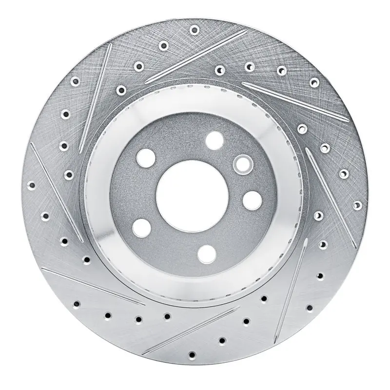 R1 20-26 Jaguar F-Pace Rear Left Drilled & Slotted Silver Brake Rotor 1