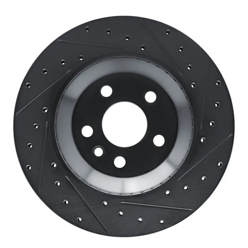 R1 20-26 Jaguar F-Pace Rear Right Drilled & Slotted Black Brake Rotor 1