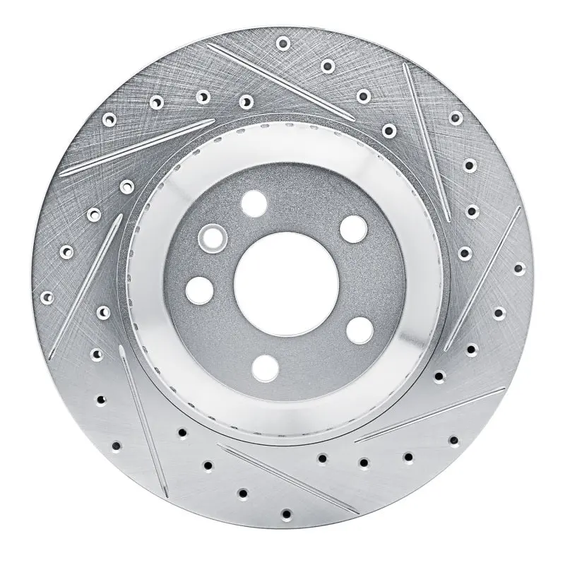 R1 20-26 Jaguar F-Pace Rear Right Drilled & Slotted Silver Brake Rotor 1