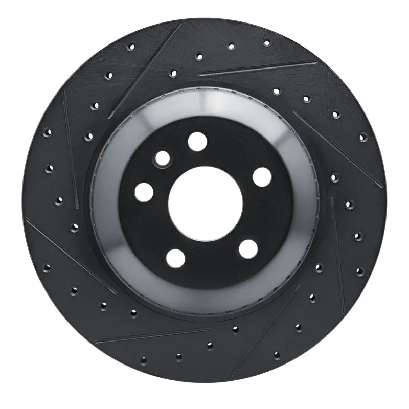 R1 20-26 Jaguar I-Pace Rear Left Drilled & Slotted Black Brake Rotor 1