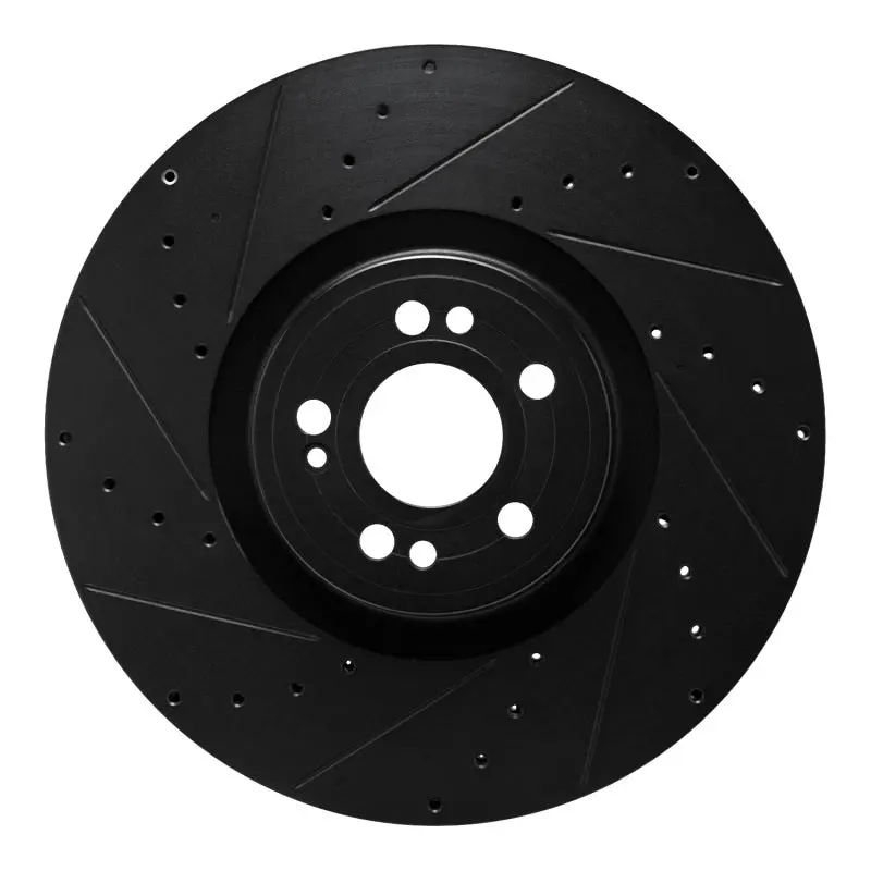 R1 20-26 Mercedes-Benz Gle450e Front Left Drilled & Slotted Black Brake Rotor 1