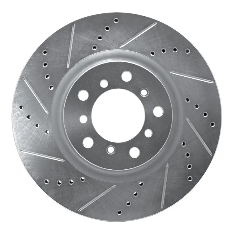 R1 2001-2006 Bmw M3 Right Front Drilled & Slotted Silver Brake Rotor 1