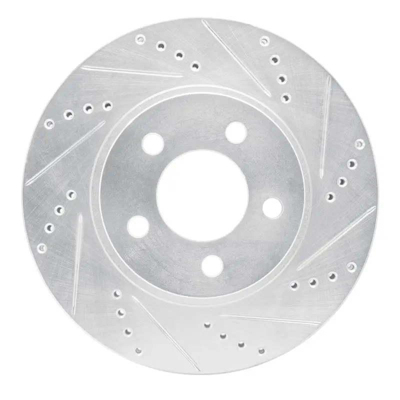 R1 2001-2011 Ford Explorer Sport Front Right Drilled & Slotted Silver Brake Rotor 1