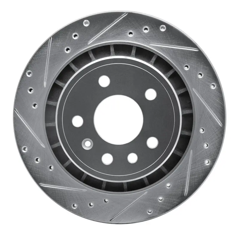 R1 2002-2010 Saab 9-5 Rear Left Drilled & Slotted Silver Brake Rotor 1
