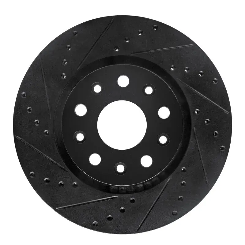 R1 2002-2018 Dodge Sprinter 2500 Rear Left Drilled & Slotted Black Brake Rotor 1