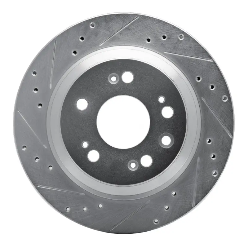 R1 2005-2012 Acura Rl Rear Left Drilled & Slotted Silver Brake Rotor 1