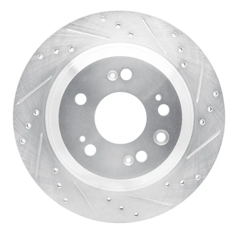R1 2005-2012 Acura Rl Rear Right Drilled & Slotted Silver Brake Rotor 1