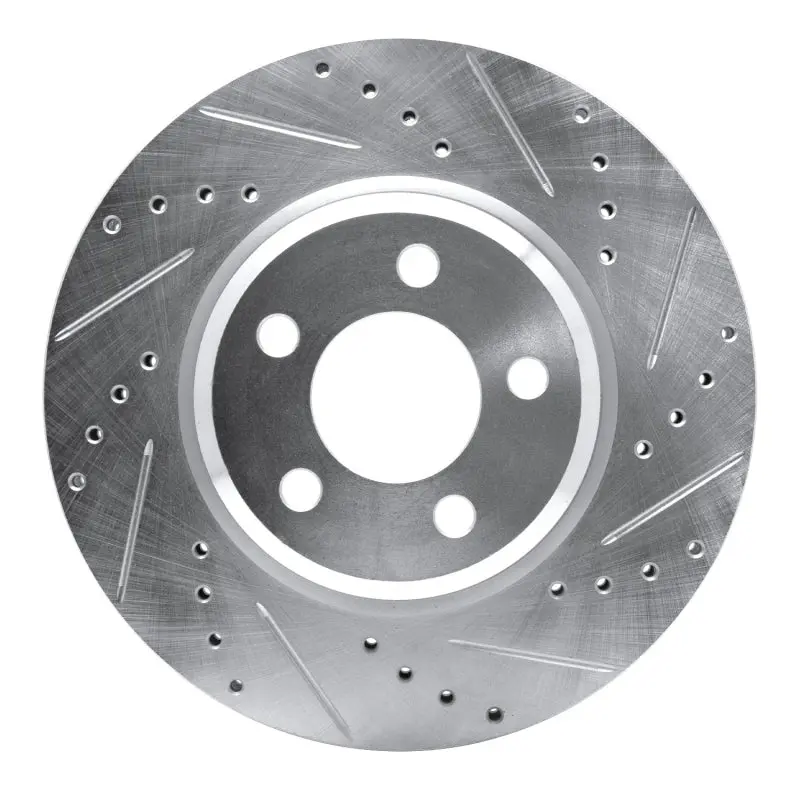 R1 2005-2023 Chrysler 300 Front Right Drilled & Slotted Silver Brake Rotor 1
