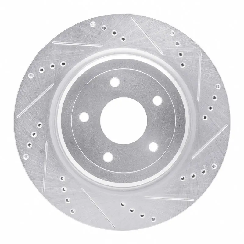 R1 2006-2013 Chevrolet Corvette Rear Right Drilled & Slotted Silver Brake Rotor 1