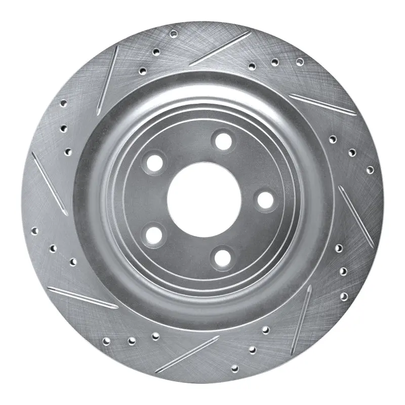 R1 2006-2015 Jaguar Xj Rear Left Drilled & Slotted Silver Brake Rotor 1