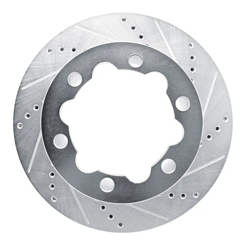 R1 2006-2025 American Coach Patriot Rear Right Drilled & Slotted Silver Brake Rotor 1