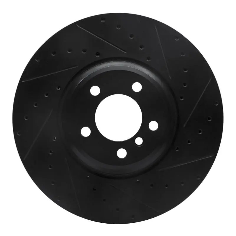 R1 2007-2008 Bmw Alpina B7 Front Right Drilled & Slotted Black Brake Rotor 1