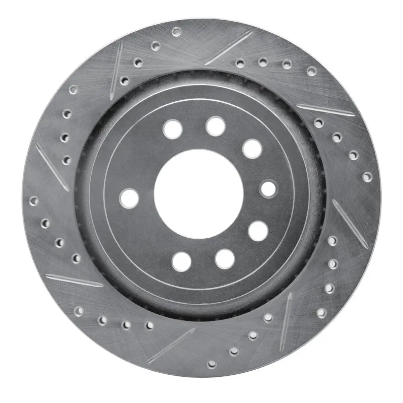 R1 2008-2011 Saab 9-3X Rear Left Drilled & Slotted Silver Brake Rotor 1