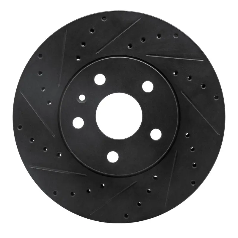 R1 2008-2014 Cadillac Cts Front Left Drilled & Slotted Black Brake Rotor 1