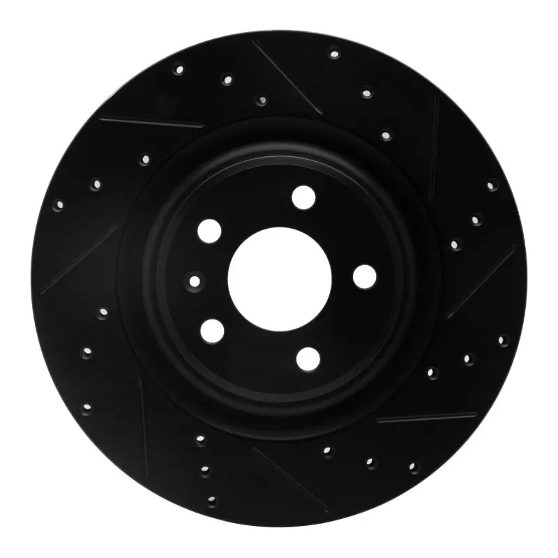 R1 2008-2025 Audi A4 (Mexico) Rear Right Drilled & Slotted Black Brake Rotor 1