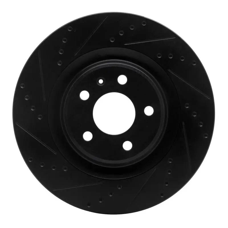 R1 2008-2025 Audi A6 Allroad Rear Left Drilled & Slotted Black Brake Rotor 1