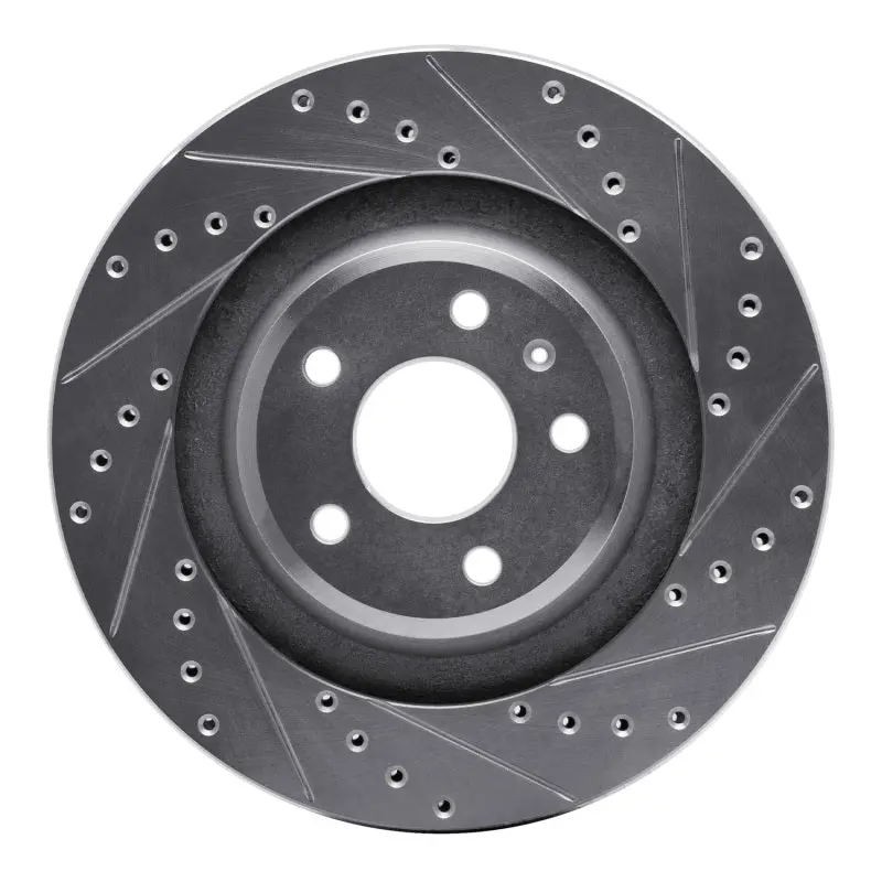 R1 2008-2025 Audi A6 Quattro Rear Right Drilled & Slotted Silver Brake Rotor 1