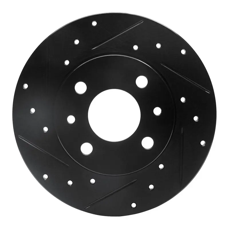 R1 2009-2019 Fiat 500 (Mexico) Rear Left Drilled & Slotted Black Brake Rotor 1