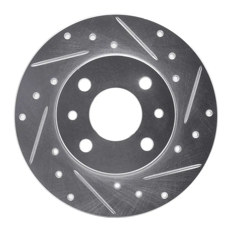 R1 2009-2019 Fiat 500 (Mexico) Rear Right Drilled & Slotted Silver Brake Rotor 1