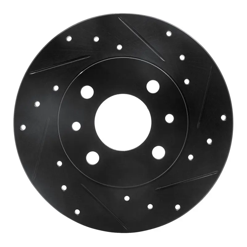 R1 2009-2019 Fiat 500 (Usa/Canada) Rear Right Drilled & Slotted Black Brake Rotor 1