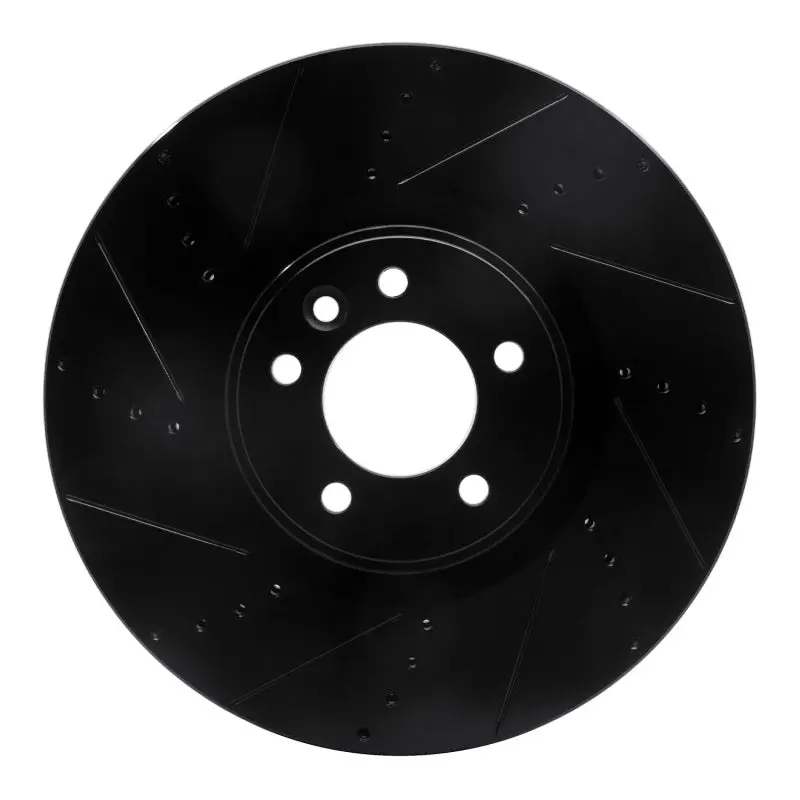 R1 2010-2017 Land Rover Range Rover Front Left Drilled & Slotted Black Brake Rotor 1