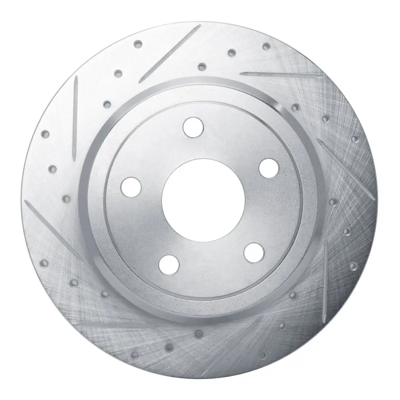 R1 2011-2022 Dodge Durango Rear Left Drilled & Slotted Silver Brake Rotor 1
