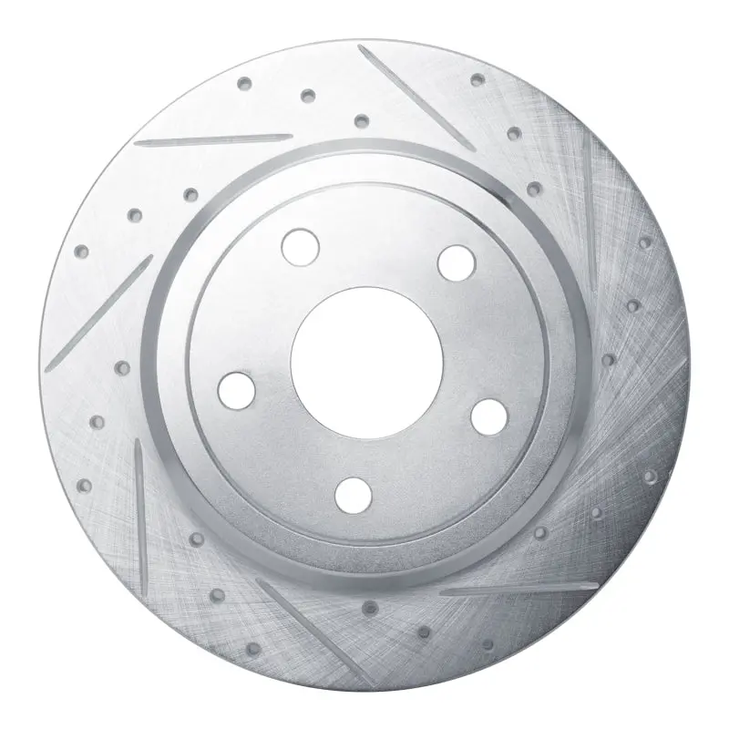 R1 2011-2022 Dodge Durango Rear Right Drilled & Slotted Silver Brake Rotor 1