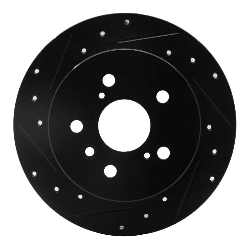 R1 2012-2018 Lexus Es300h Rear Left Drilled & Slotted Black Brake Rotor 1