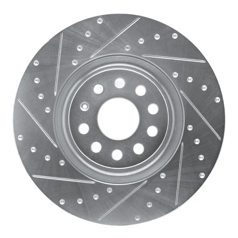 R1 2012-2025 Audi S3 (Usa/Canada) Front Left Drilled & Slotted Silver Brake Rotor 1