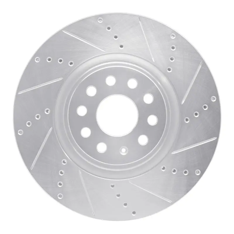 R1 2012-2025 Audi Tts Quattro Front Right Drilled & Slotted Silver Brake Rotor 1