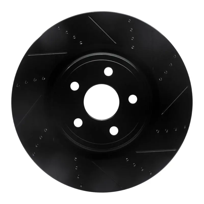 R1 2012-2025 Dodge Durango Front Right Drilled & Slotted Black Brake Rotor 1