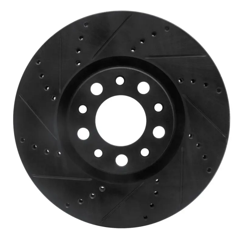 R1 2013-2023 Chrysler 200 Front Left Drilled & Slotted Black Brake Rotor 1