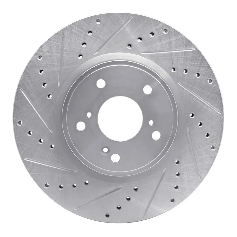 R1 2013-2025 Acura Adx Front Left Drilled & Slotted Silver Brake Rotor 1