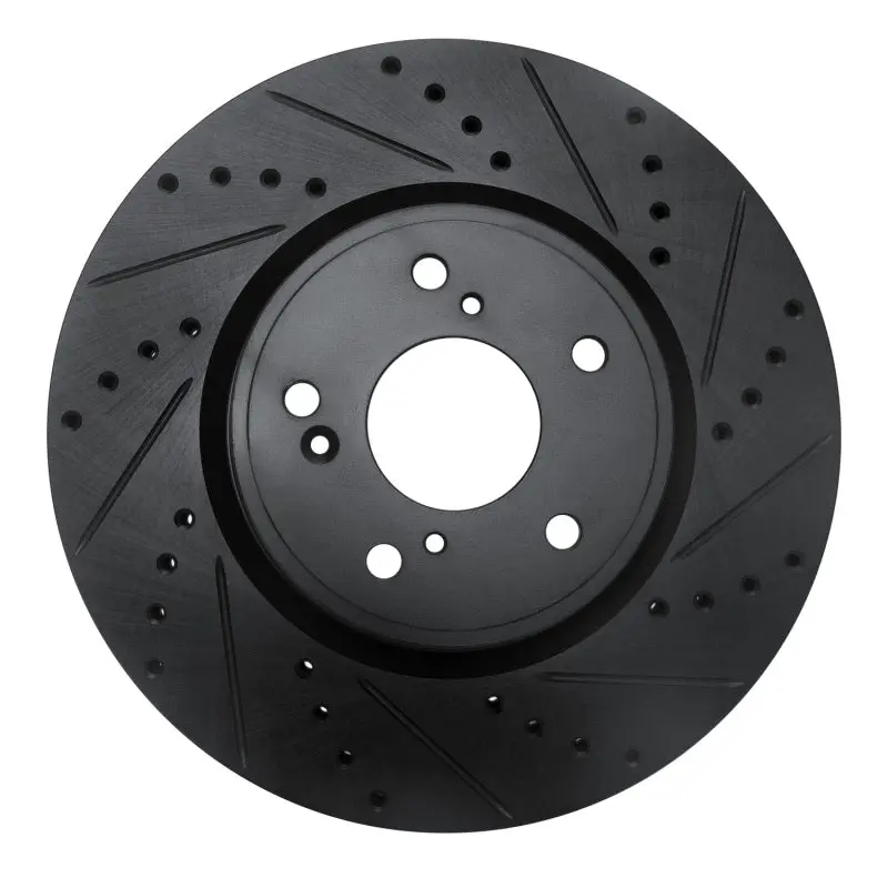 R1 2013-2025 Acura Ilx Front Right Drilled & Slotted Black Brake Rotor 1