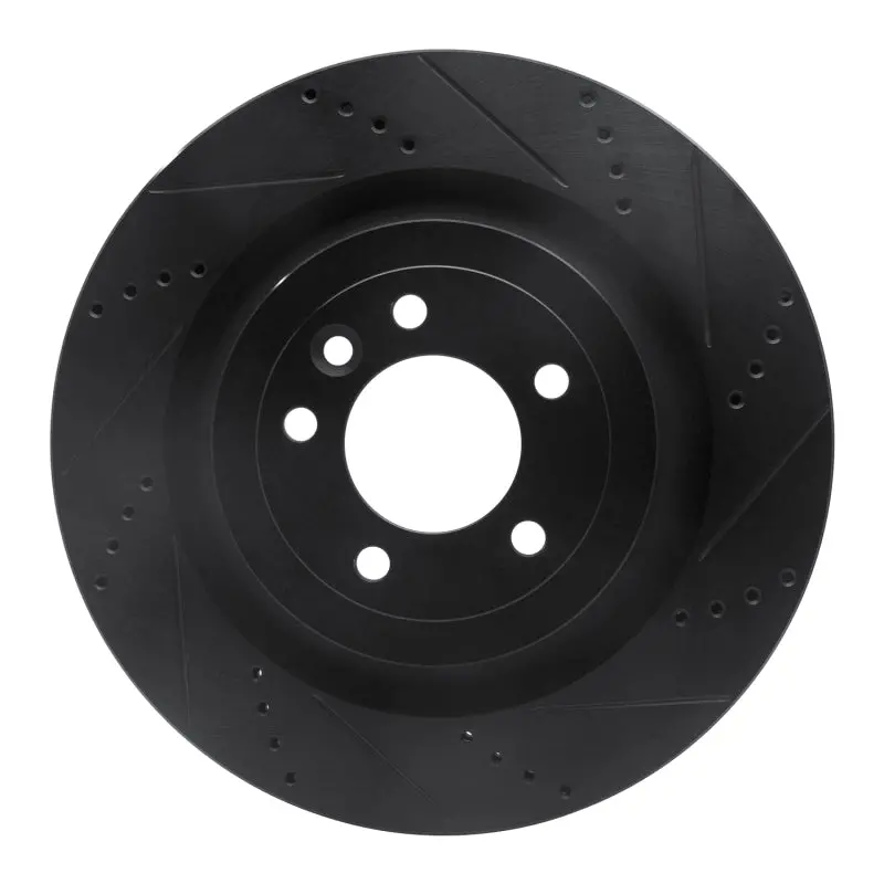R1 2013-2025 Land Rover Defender 110 Rear Right Drilled & Slotted Black Brake Rotor 1