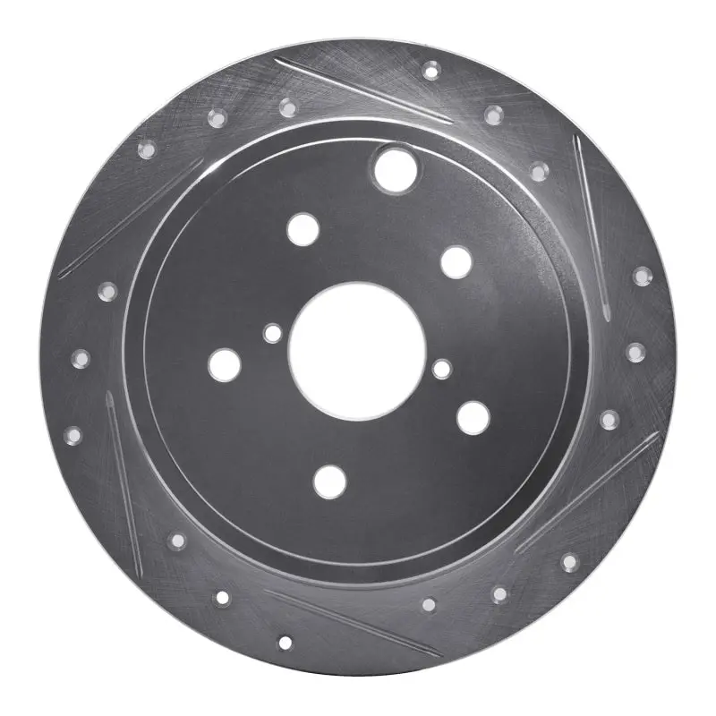 R1 2015-2021 Subaru Wrx Rear Right Drilled & Slotted Silver Brake Rotor 1