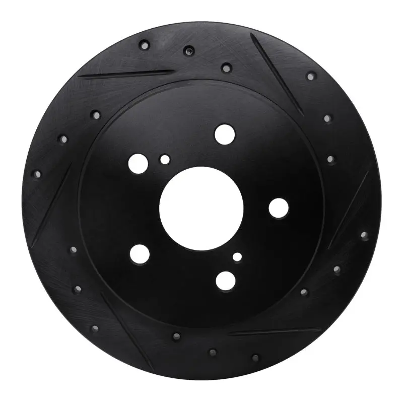 R1 2015-2025 Lexus Es250 Rear Right Drilled & Slotted Black Brake Rotor 1