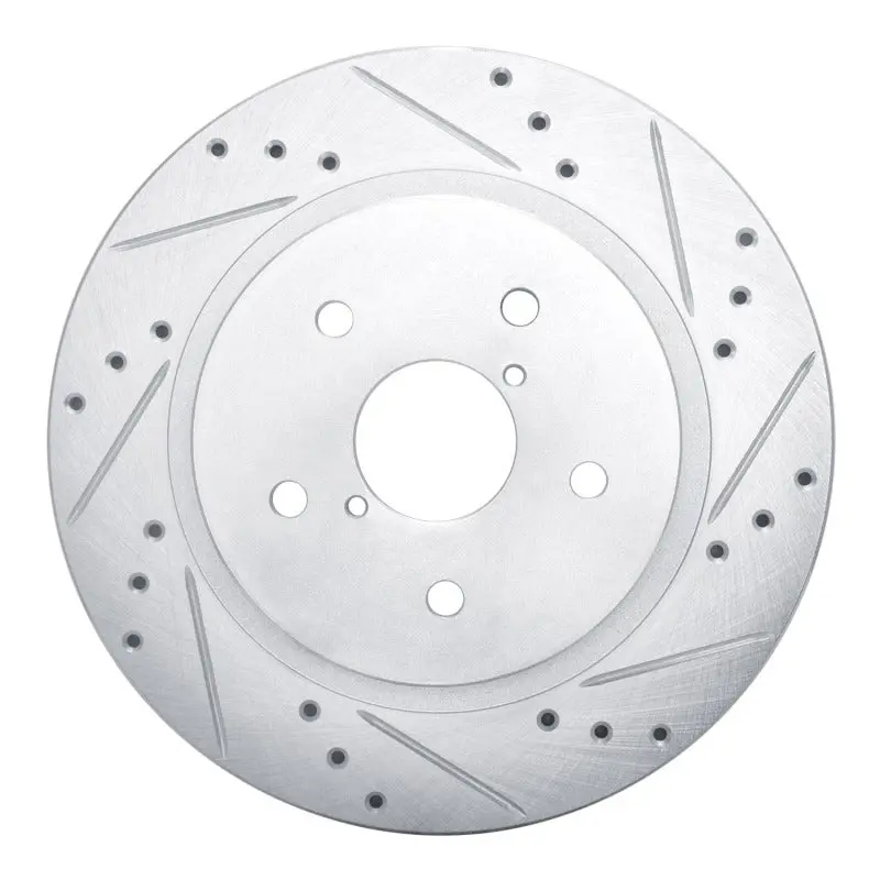 R1 2015-2025 Subaru Wrx Rear Right Drilled & Slotted Silver Brake Rotor 1