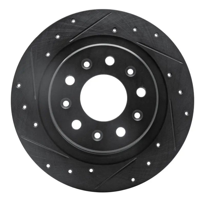 R1 2016-2025 Buick Envista Rear Left Drilled & Slotted Black Brake Rotor 1