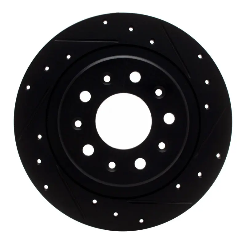 R1 2016-2025 Buick Lacrosse Rear Right Drilled & Slotted Black Brake Rotor 1