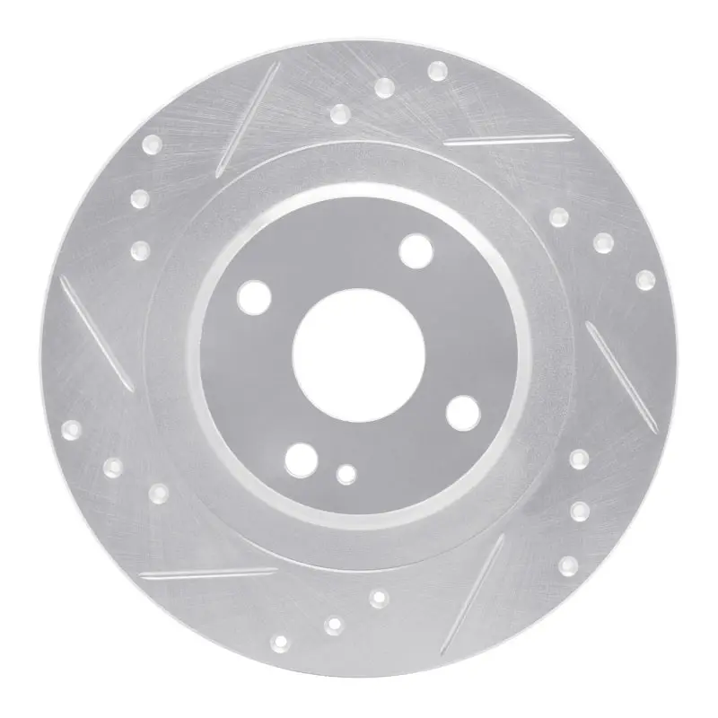R1 2016-2025 Fiat 124 Spider Rear Left Drilled & Slotted Silver Brake Rotor 1