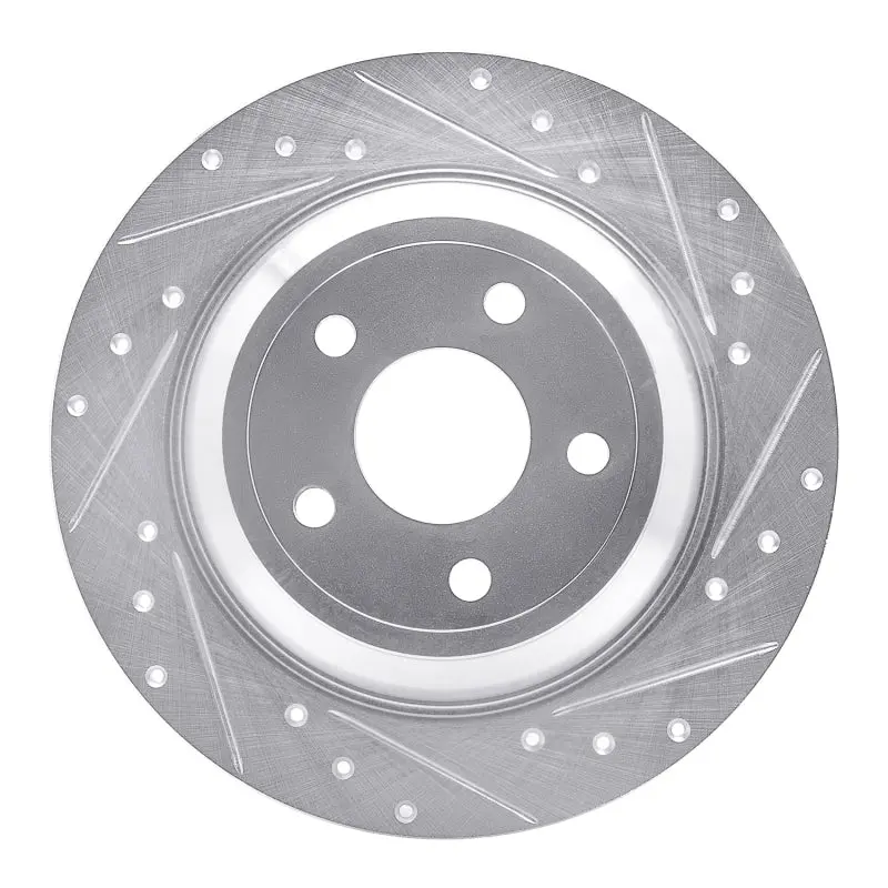 R1 2016-2025 Ford Bronco Sport Rear Right Drilled & Slotted Silver Brake Rotor 1